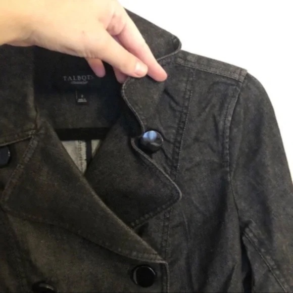 NWOT Talbots Denim Double Breasted Jacket Black - Picture 5 of 6